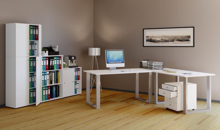 Produktbild VCM Holz Schreibtisch Computertisch Lona 50 U Alu Silber (76 x 160 x 130 x 50 cm)
