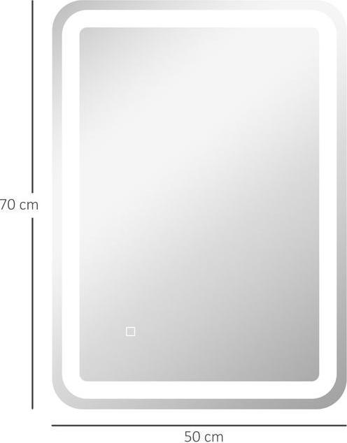 Produktbild Swisshandel24 Badezimmerspiegel, beleuchtet, Touch-Steuerung, beschlagfrei, dimmbar, 3 Lichtfarben, 50x70, Silber (50 x 70 x 4 cm)