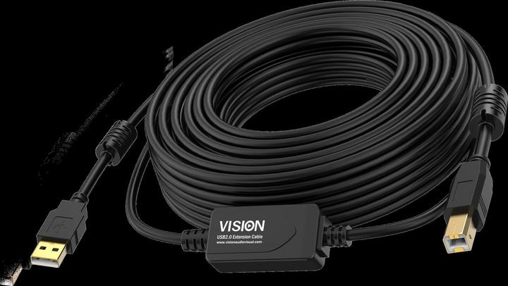 Produktbild Vision 15m Black USB 2.0 booster cable (15 m, USB 2.0)