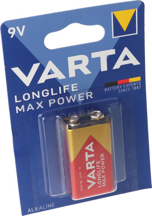 Produktbild Varta 4722 Longlife Max Power 9V-Block, 9V Batterie ideal für Rauchmelder, Rauchwarnmelder (1 Stk., 9V Block, 580 mAh)