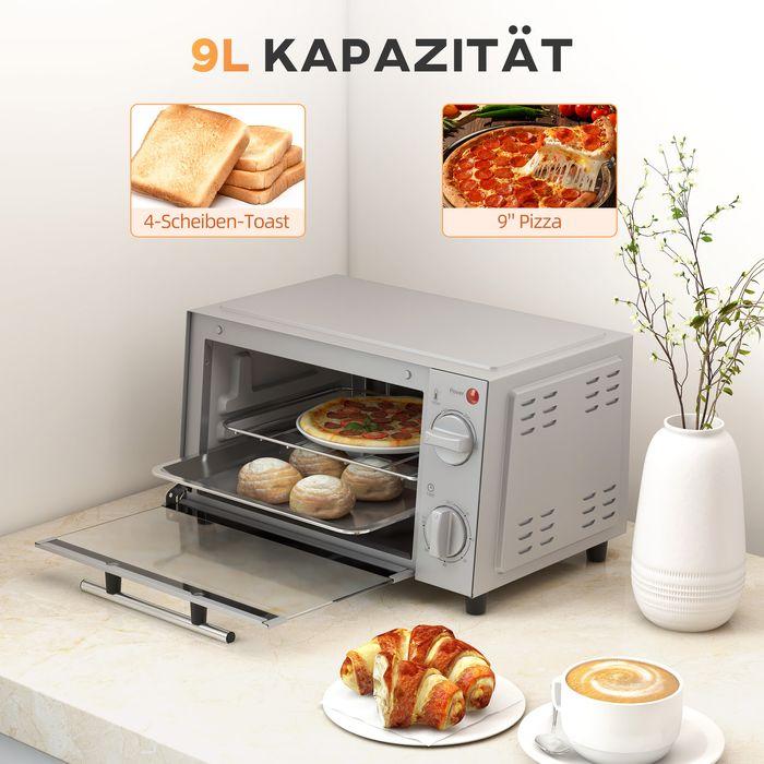 Actual product image Swisshandel24 Minibackofen 9L Mini Ofen mit Backblech, Grillrost, 100 °C-230 °C Edelstahl, silber