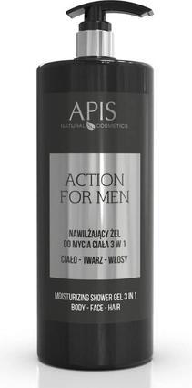 Apis Natural Cosmetics Action For Men 3in1 nawilżający żel do mycia ciała twarzy i włosów 1000ml (1000 ml)