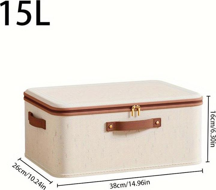 Immagine prodotto Only-Bags.Store 1pc Leinen Zipper Quilt Storage Bins mit Deckel, Leinengewebe, kratz- und verschleissfest