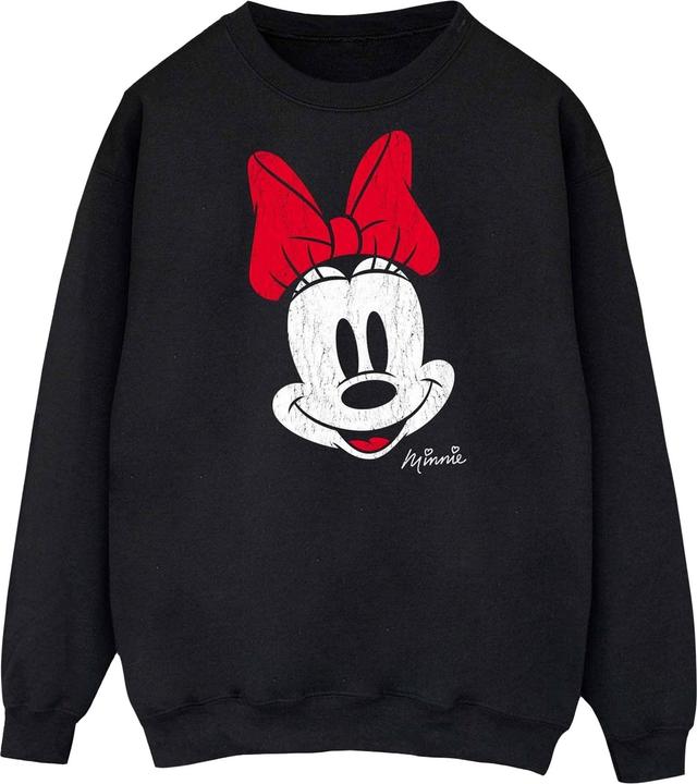 Disney Womens/Ladies Minnie Mouse Face Cotton Sweatshirt
