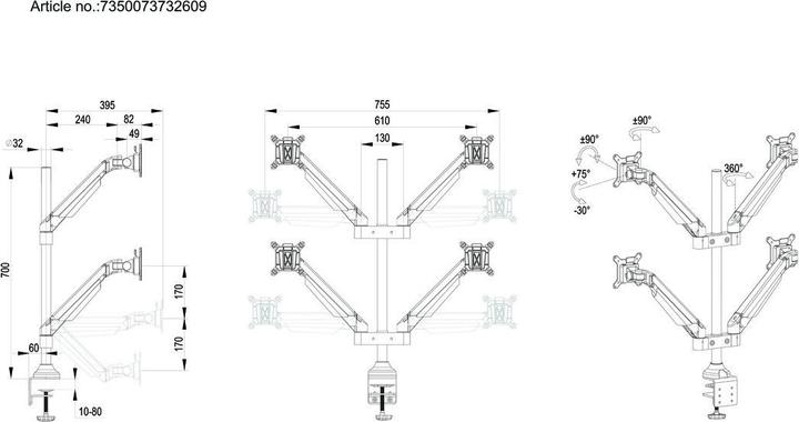 Immagine prodotto Multibrackets MB Braccio di sollevamento a gas HD (Tavolo, 32")