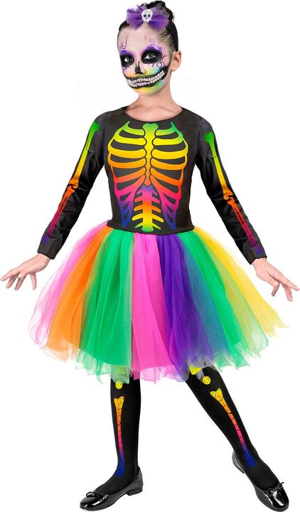 Produktbild Widmann Skelett Ballerina Kleid mit Tutu, Haarreif mit Schleife und Totenkopf (122, 128)