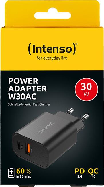 Image du produit Intenso Power Adapter W30AC, 30W, USB-A und USB-C Anschluss, für iPhone, iPad, Tablet, Samsung Galax (30 W)