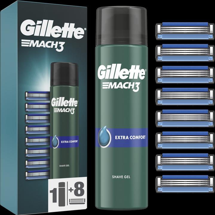 Gillette Venus Gillette - Replacement heads Gillette Mach3 8 pcs + Extra Comfort shaving gel (Shave Gel) 200 ml (8 x)