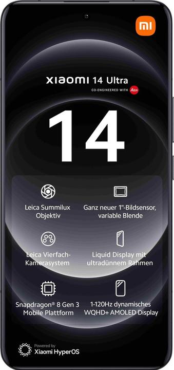 Produktbild Xiaomi 14 Ultra (512 GB, Black, 6.70", Dual SIM, 50 Mpx, 5G)
