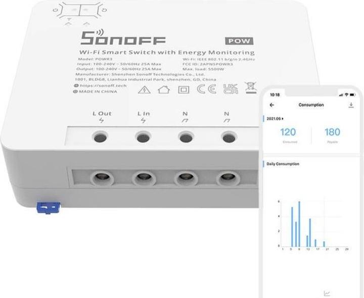 Actual product image Sonoff POWR3 (Switch actuator)