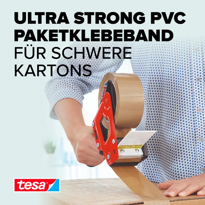 Actual product image tesa tesapack ULTRA STRONG Parcel Tape - PVC packing tape for tight packing and secure bundling (50 mm)