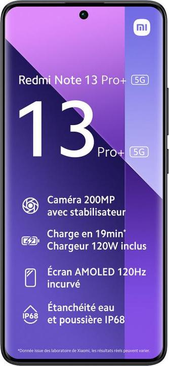 Immagine prodotto Xiaomi Redmi Note 13 Pro+ (512 GB, Nero, 6.65", Doppia SIM, 200 Mpx, 5G)