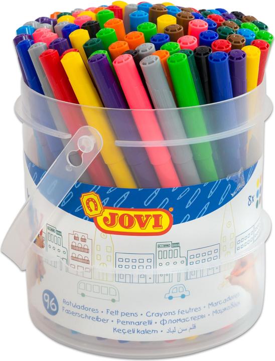 Image du produit Jovi Crayons-feutres fins en boîte ronde (Multicolore, 1 x)