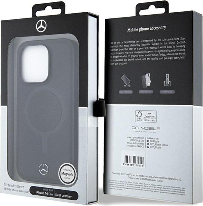 Actual product image Mercedes MEHMP14L23RCMK iPhone 14 Pro 6.1" czarny/black hardcase Smooth Leather MagSafe (Apple iPhone 14 Pro)