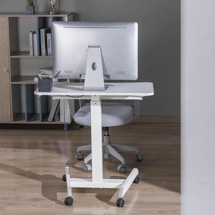 Productafbeelding Ergo Office In hoogte verstelbaar mobiel werkstation met dubbel platform, staand werken, wit max. (80 x 40 x 120 cm)