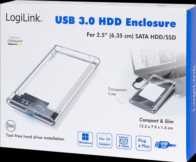 Actual product image LogiLink Hard disk enclosure 2.5", HDD/SSD, USB 3.0, tool-free (2.5")