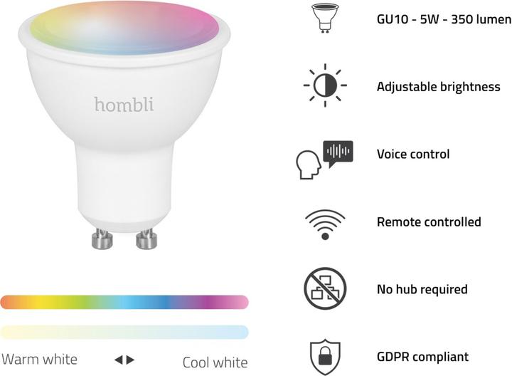 Actual product image Hombli Smart Spot (GU10, 4.50 W, 380 lm, 2 x, F)