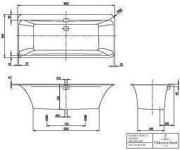 Image du produit Villeroy & Boch V&B baignoire en pose libre SQUARO EDGE 12 R-eck1800x800mm blanc (180 l, 180 cm, 80 cm)