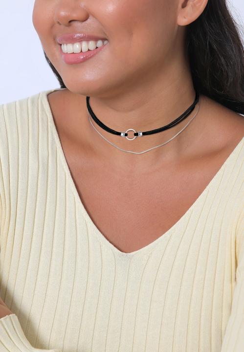 Produktbild Elli Choker (925er Sterling Silber, Kunstleder, No Stein, 32 cm)