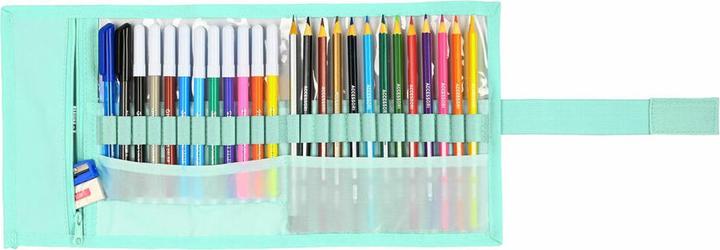 Image du produit Smiley trousse à crayons avec accessoires Summer fun pliable turquoise (27 pièces)