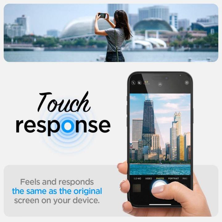 Actual product image Spigen TEMPERED GLASS GLAS.TR "EZ FIT" FC 2-PACK IPHONE 15 BLACK (2 Piece, Apple iPhone 15)