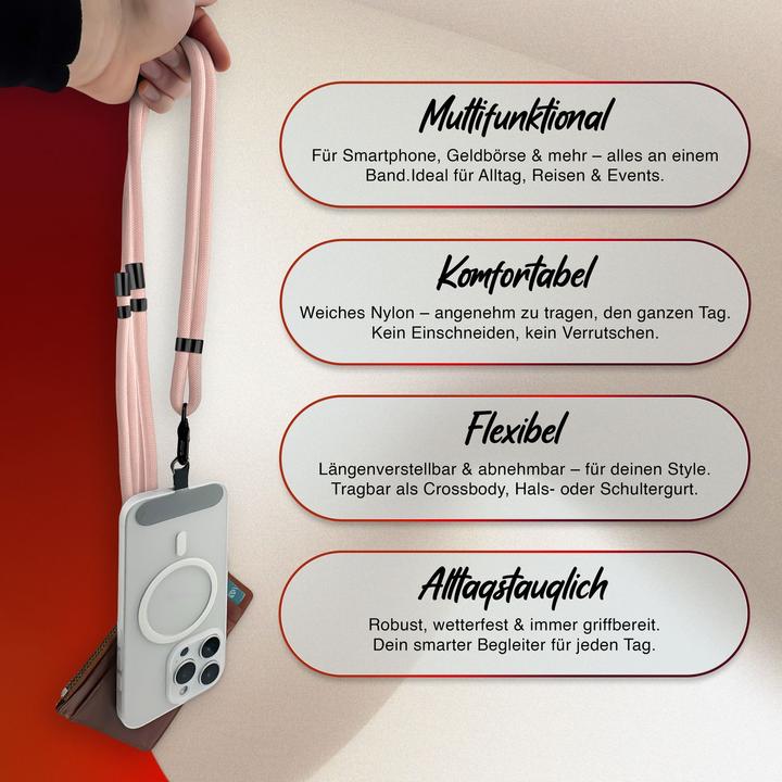 Image du produit Nalia HoldMe Lanyard Handykette - Universal Trageband für Smartphones - Verstellbar, Soft & Elastisch