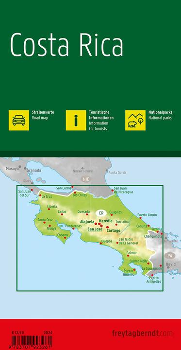 Produktbild Costa Rica, Strassenkarte, 1:400.000, freytag & berndt