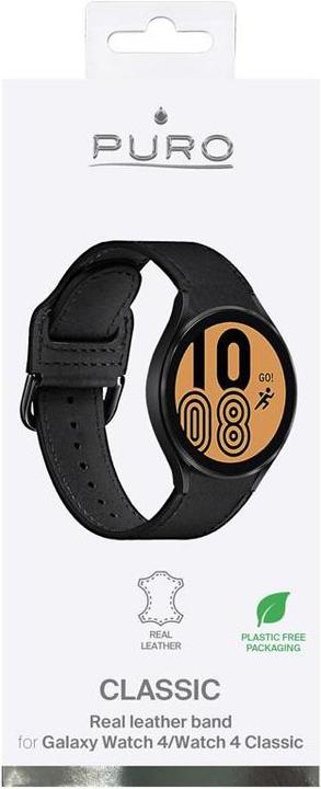 Actual product image Puro Leather bracelet Classic for Galay Watch4 / Watch 4 classic, black (Plastic)