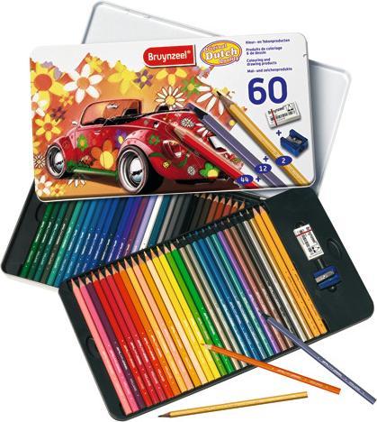 Image du produit Bruynzeel Crayons de couleur XXL en boîte métallique, 60 pièces (Multi, 60 x)