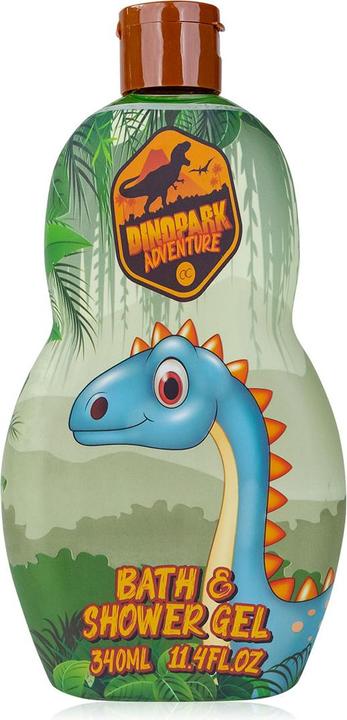 Produktbild Accentra Bade- & Duschgel DINOPARK ADVENTURE in Flasche, 340ml, Duft: Apfel, Farbe: grün/orange, VE 6/24 (340 ml)