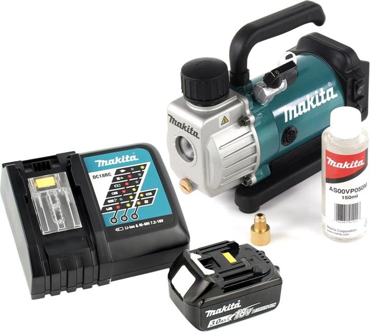 Productafbeelding Makita DVP 180 RF1 18V Accu Vacuümpomp + 1x BL 1830 3,0 Ah Accu + DC 18 RC Lader