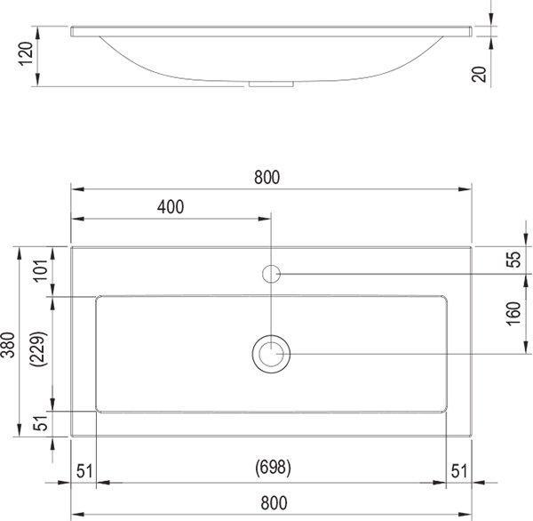 Productafbeelding Ravak Wastafel Helder, 80 cm (380 mm, 800 mm)