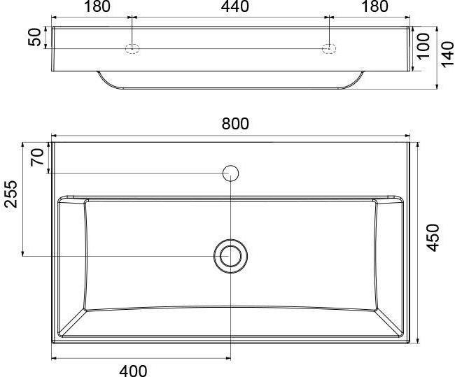 Productafbeelding Ravak Wastafel Naturel, 80 cm (450 mm, 800 mm)