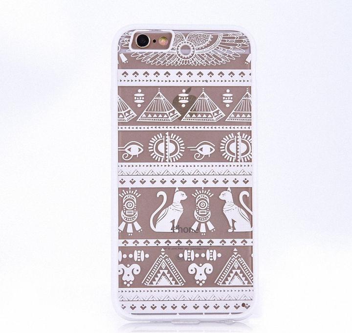 Produktbild König Design Apple iPhone 6s Plus Handy Hülle Mandala Case Motiv Ägyptische Zeichen Weiss Neu (Apple iPhone 6 Plus)