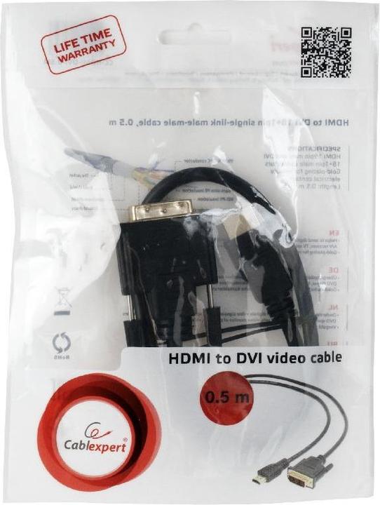 Actual product image Gembird Cablexpert CC-HDMI-DVI-0.5M (0.50 m, HDMI, DVI)