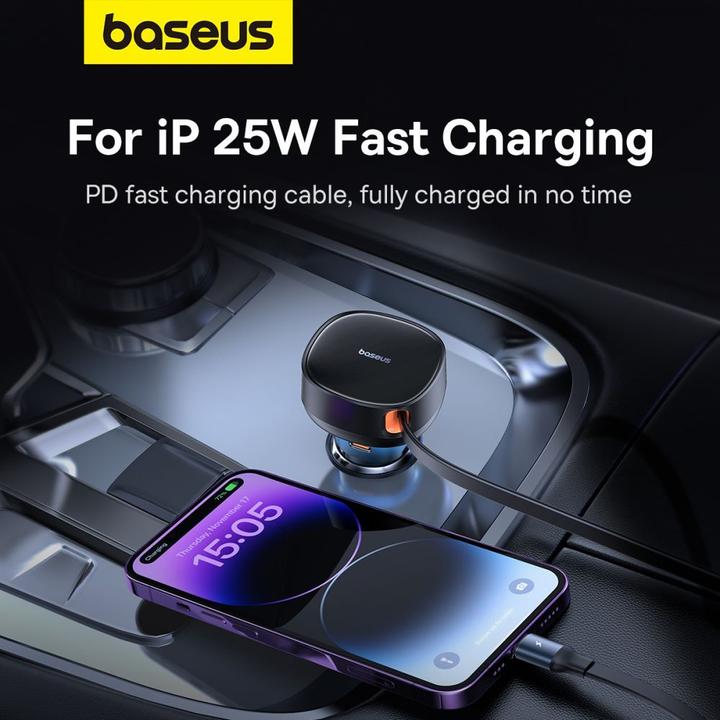 Produktbild Baseus Car Charger Enjoyment USB-C with USB-C cable and Lightning  60W