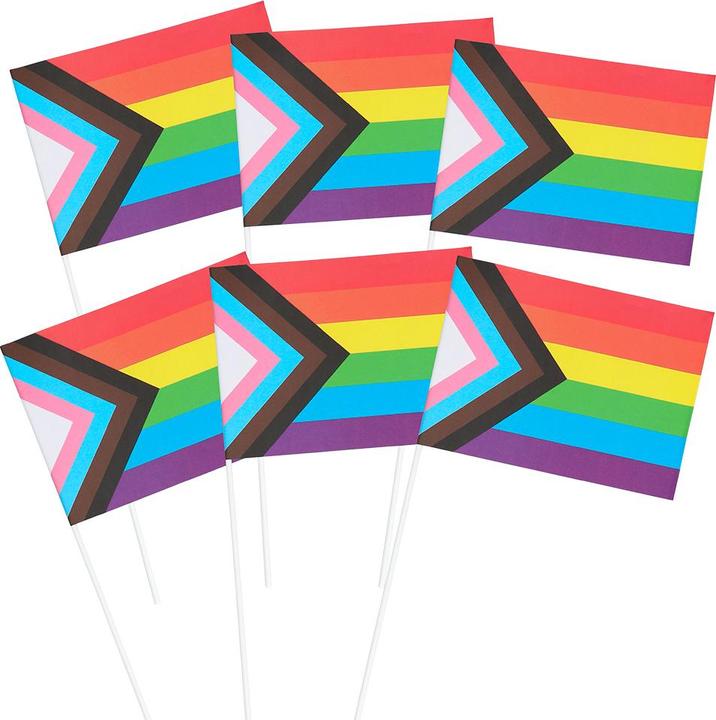 Boland Handfahne Regenbogen - Progress (6er Set)