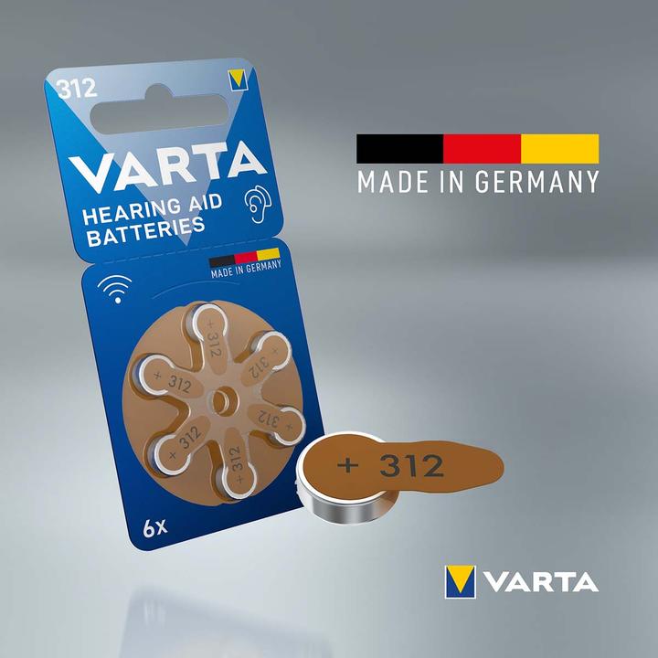 Actual product image Varta Hearing aid batteries type 312, 1.4V (6-pack) (6 pcs., A312, 180 mAh)