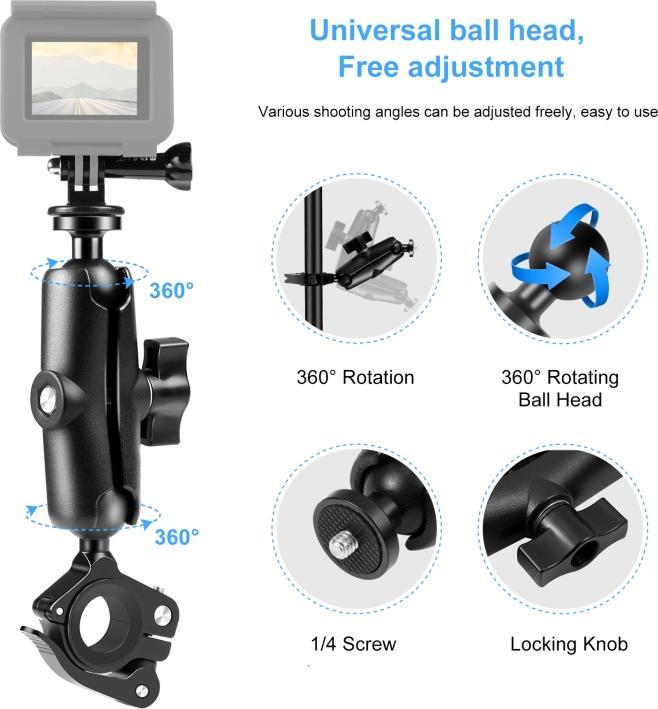 Produktbild Puluz Motorcycle O-Clip Quick Release Clamp Handlebar Mount Holder for GoPro and Other Cameras (Black)
