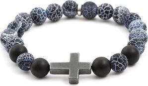Beneto Agate and hematite bead bracelet MINK53 - Length: 19 cm (19 cm, Howit, Lava Stein)