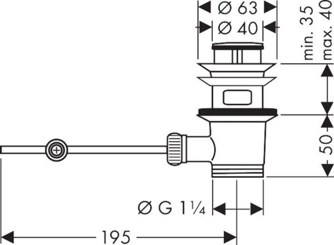 hansgrohe Axor Ablaufgarnitur, mit Zugstange und Überlauf, 51302 (Ablaufgarnitur, 1 1/4")