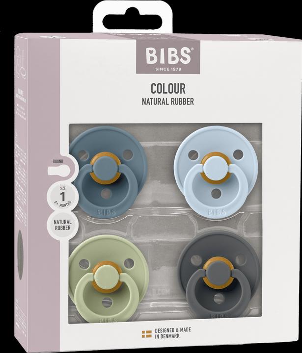 Bibs Nuggi Try-it Colour Latex 0-6m 4 Pack Petrol Sage Baby Blue Iron (4 x, bis 6 Monate)