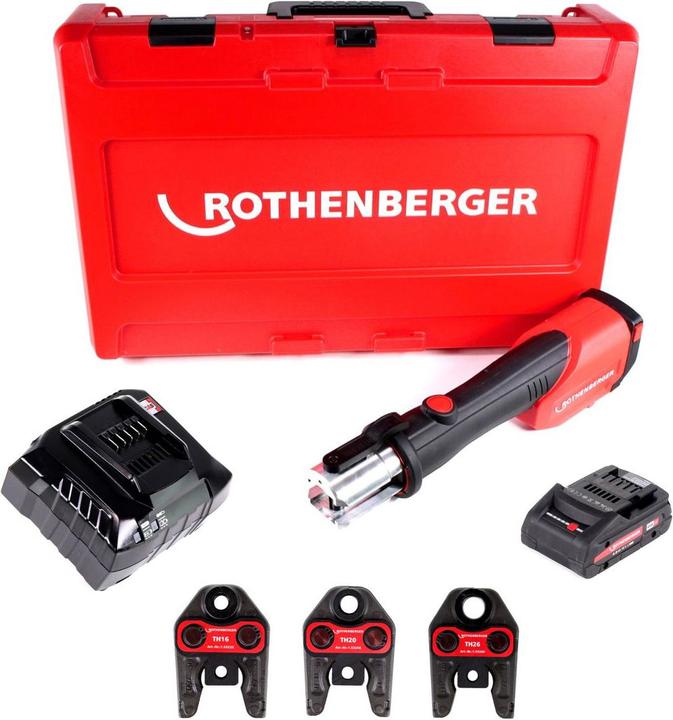 Actual product image Rothenberger ROMAX 4000 Set TH16-20-26 mm battery press machine + 1x battery 4,0Ah + charger + pressback