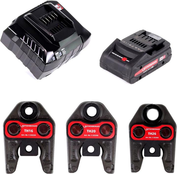 Actual product image Rothenberger ROMAX 4000 Set TH16-20-26 mm battery press machine + 1x battery 4,0Ah + charger + pressback