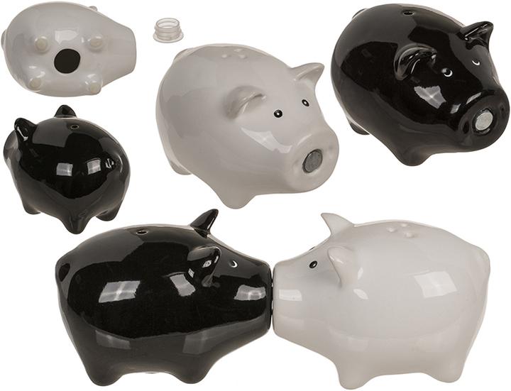 Produktbild G. Wurm Salz/Pfefferstreuer Schweine mit Magnetnase, 2-er Set, aus Keramik schwarz, weiss (B/H/T) 7x5x5cm (Salz)