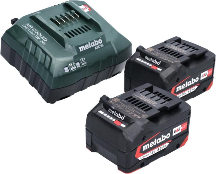 Immagine prodotto Metabo Set base 2x batteria Li-Power 18 V 4,0 Ah CAS Li-Ion ( 2x 625027000 ) + caricatore ASC 55 (18 V)