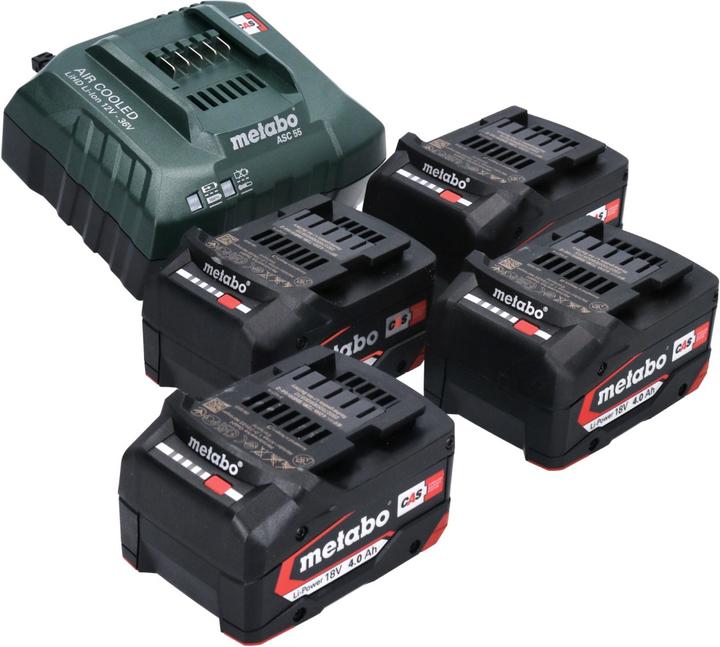 Immagine prodotto Metabo Set base 4x Batteria Li-Power 18 V 4,0 Ah CAS Li-Ion ( 4x 625027000 ) + Caricatore ASC 55 (18 V)