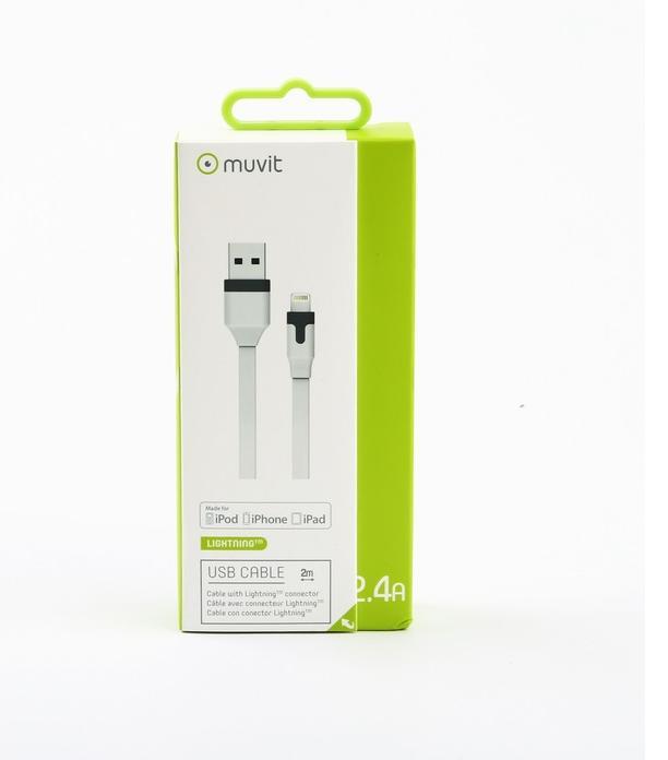 Immagine prodotto Muvit Tab Cavo Plat Charge & Synchro 2,4a Usb/Lightning 2m Blanc (2 m, USB 2.0)