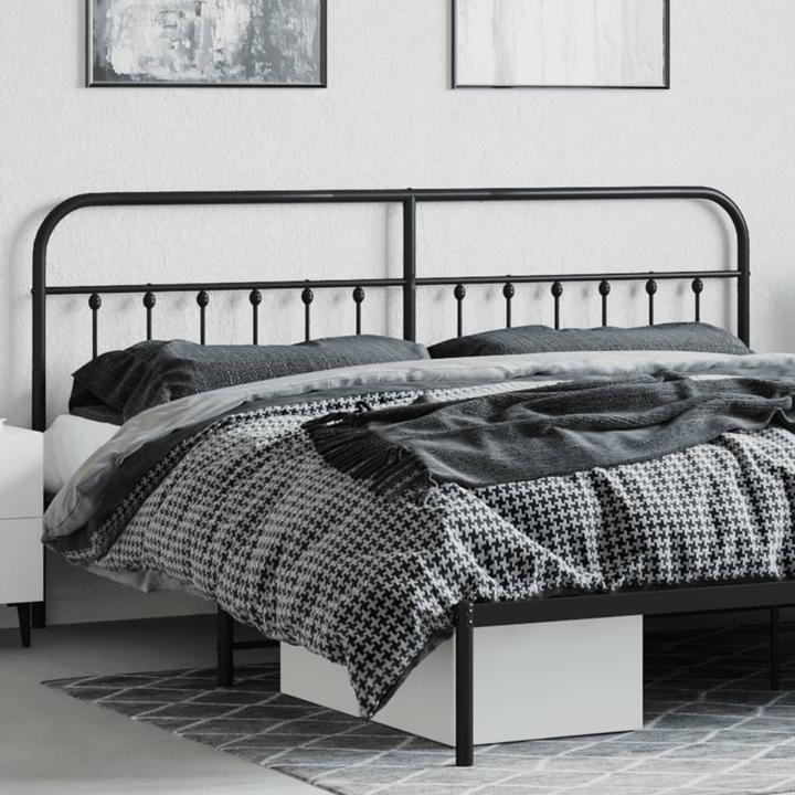 Actual product image VidaXL Kopfteil Metall Schwarz 193 cm, Farbe: Schwarz, Material (198 x 3 x 100 cm)