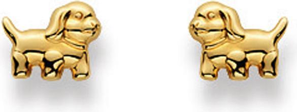 Muau Stud earrings dog yellow gold 750, 5x7mm (750/18K Gelbgold)